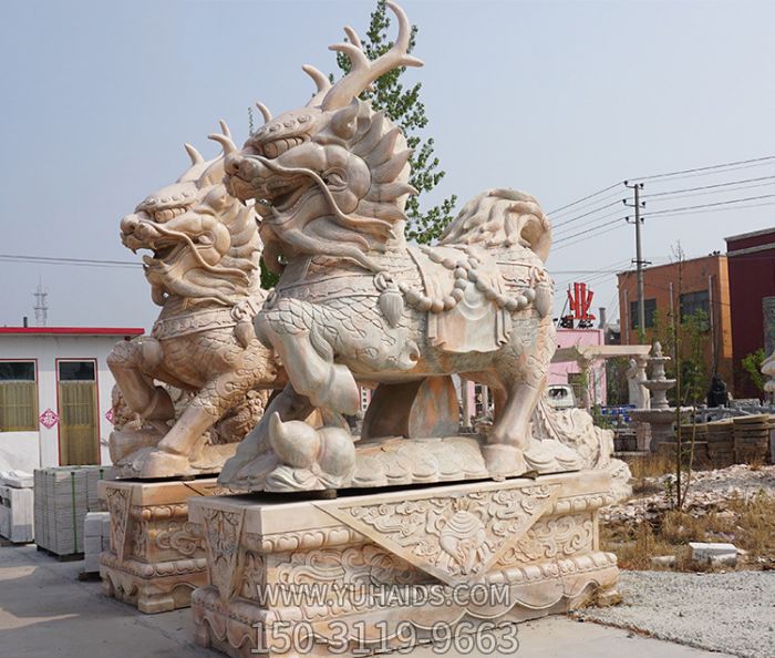 户外广场大型汉白玉石雕麒麟博鱼网页版