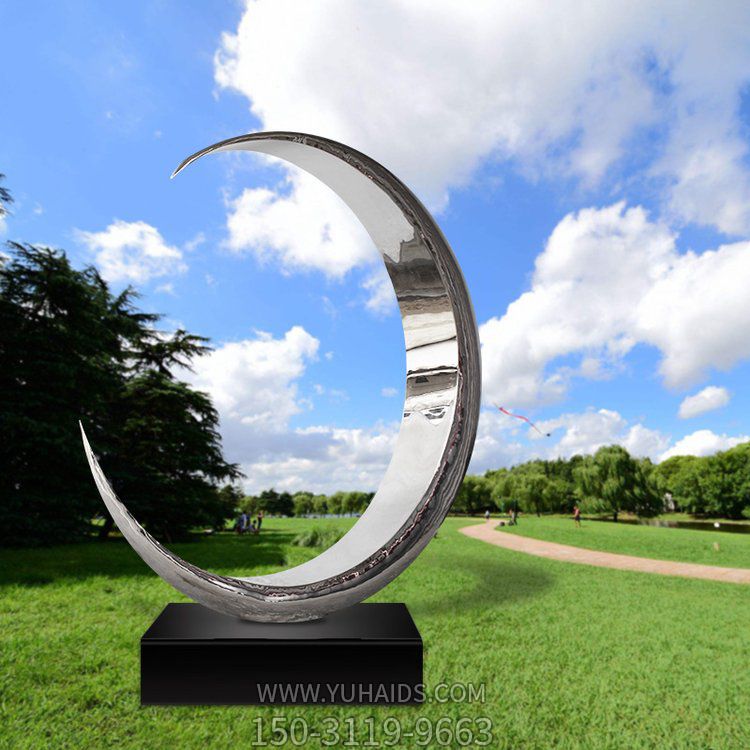 几何不锈钢镜面户外水景月亮摆件博鱼网页版
