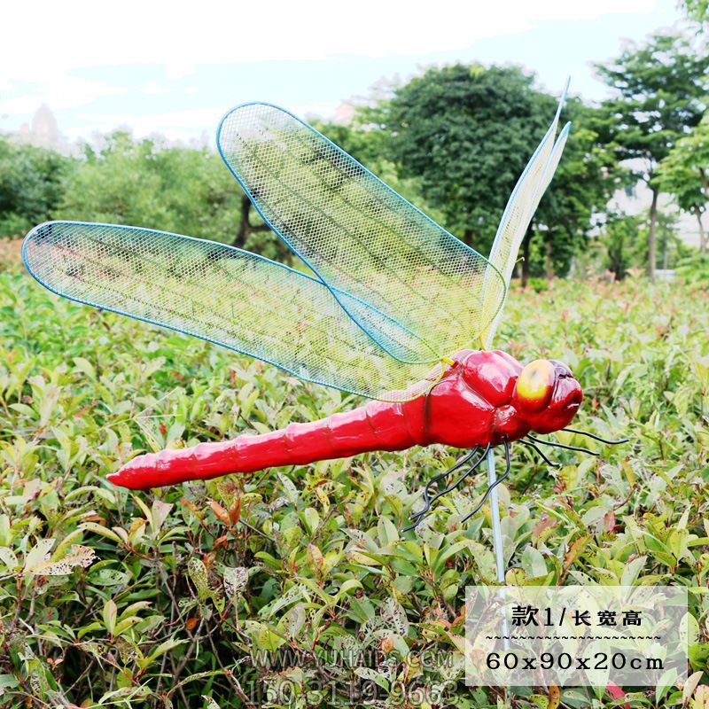 花园广场红色玻璃钢蜻蜓博鱼网页版