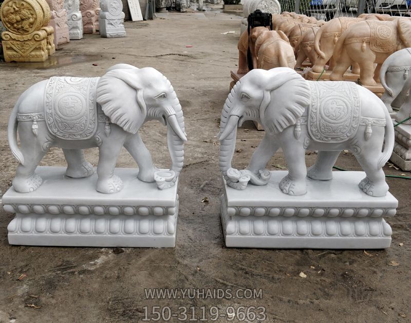 庭院别墅镇宅招财门口汉白玉石雕大象博鱼网页版