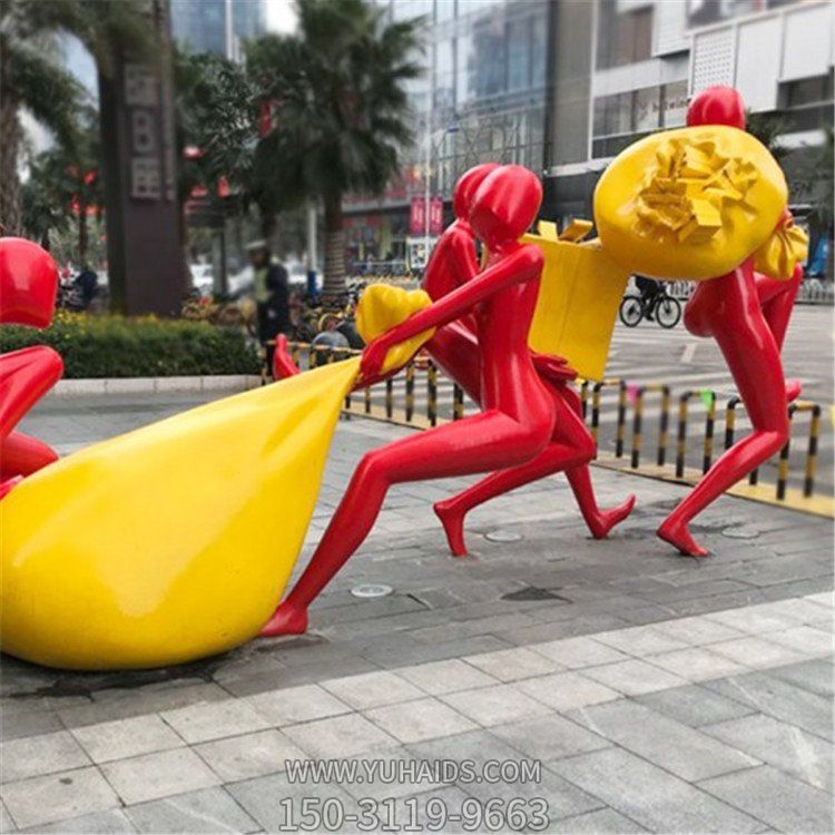 城市广场摆放玻璃钢彩绘抽象人物小品博鱼网页版