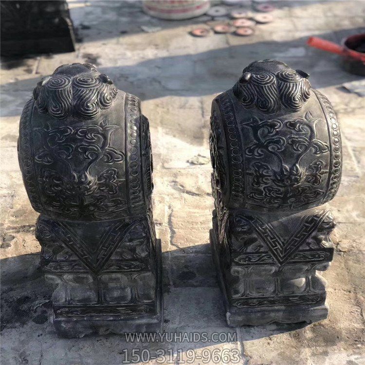 石雕门墩抱鼓石一对 青石做旧麒麟庭院门鼓博鱼网页版