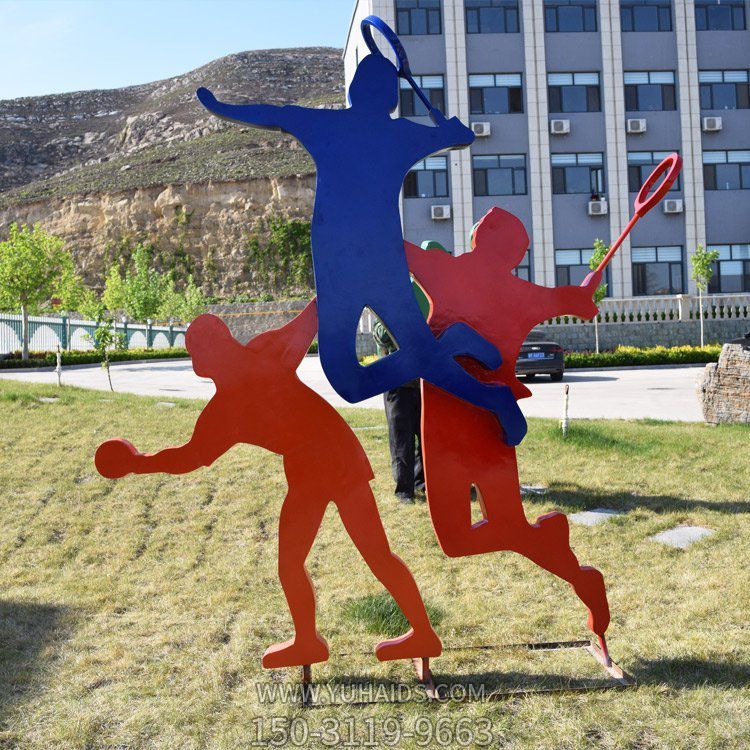 体育运动主题剪影人物博鱼网页版摆件，铁艺、玻璃钢或不锈钢材质都可制作