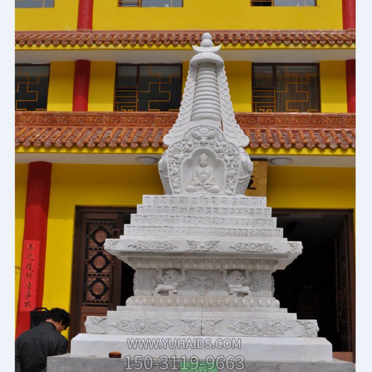景点寺院户外摆放汉白玉雕刻佛塔博鱼网页版