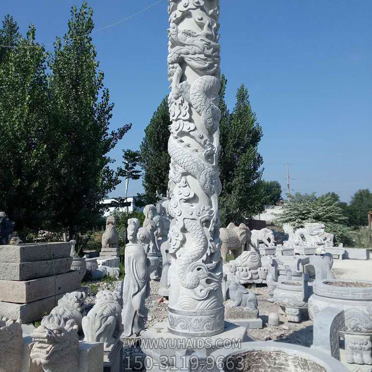 大理石石雕盘龙户外广场大型龙柱博鱼网页版