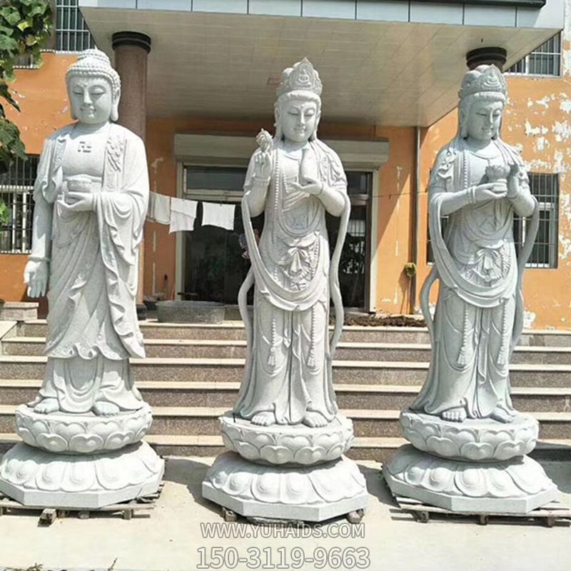 景区寺庙大理石石雕佛像三圣博鱼网页版