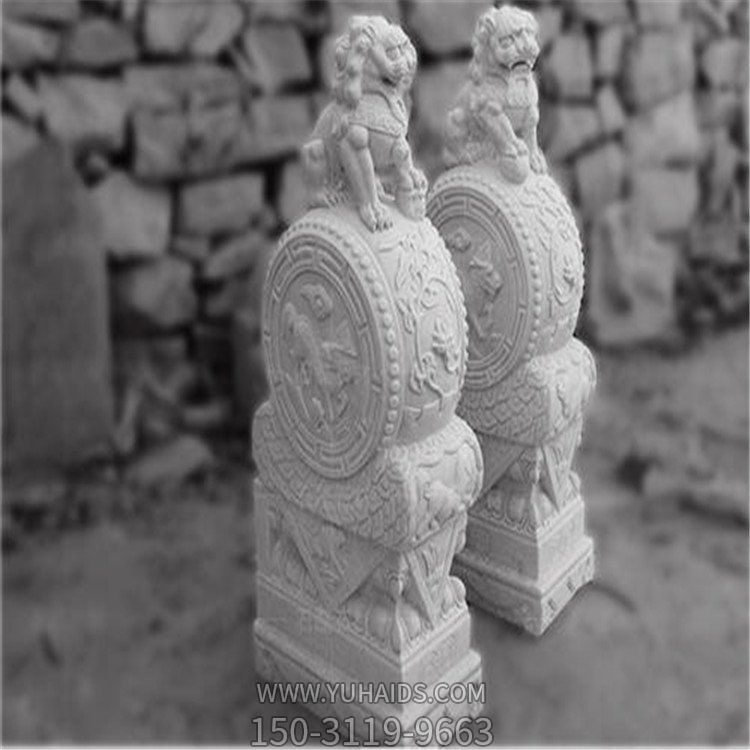 酒店庭院门口大理石浮雕园林景观摆件抱鼓石博鱼网页版