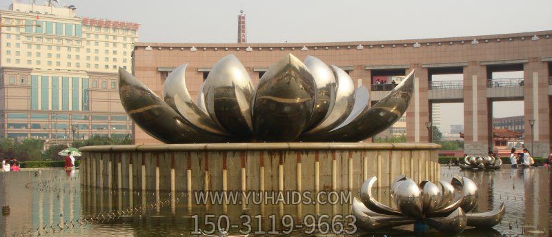 广场不锈钢创意抽象铁艺景观盛开的荷花博鱼网页版