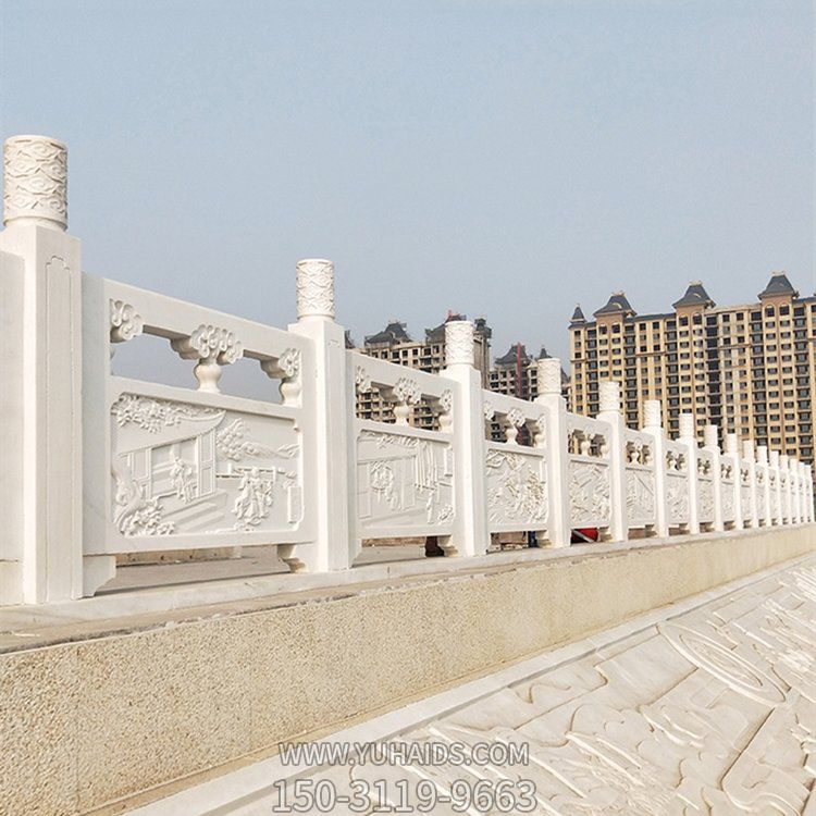 公园河道摆放汉白玉雕刻扶手栏板博鱼网页版