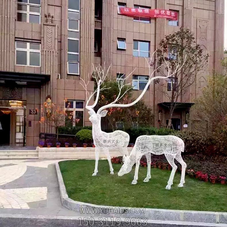 小区创意景观不锈钢镂空梅花鹿博鱼网页版
