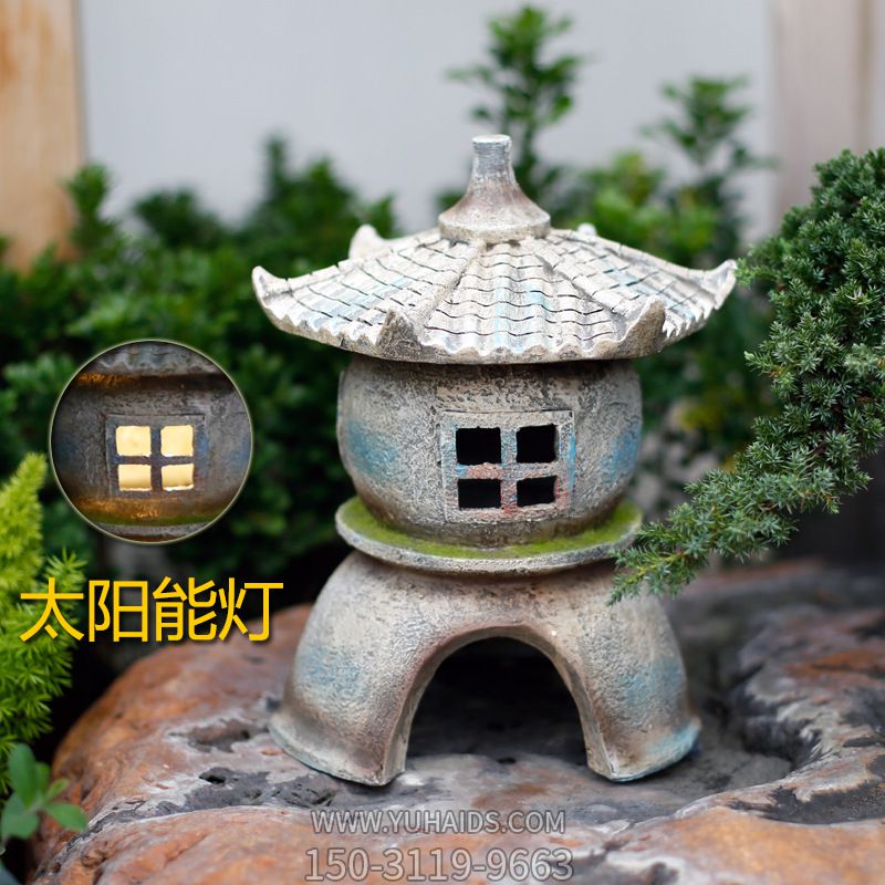 中式庭院石灯阳台石雕灯新中式露天草坪水景圆形灯小品博鱼网页版