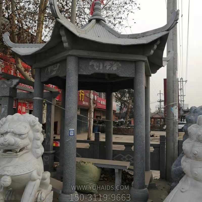 芝麻黑寺庙户外摆放六角古建休闲凉亭博鱼网页版