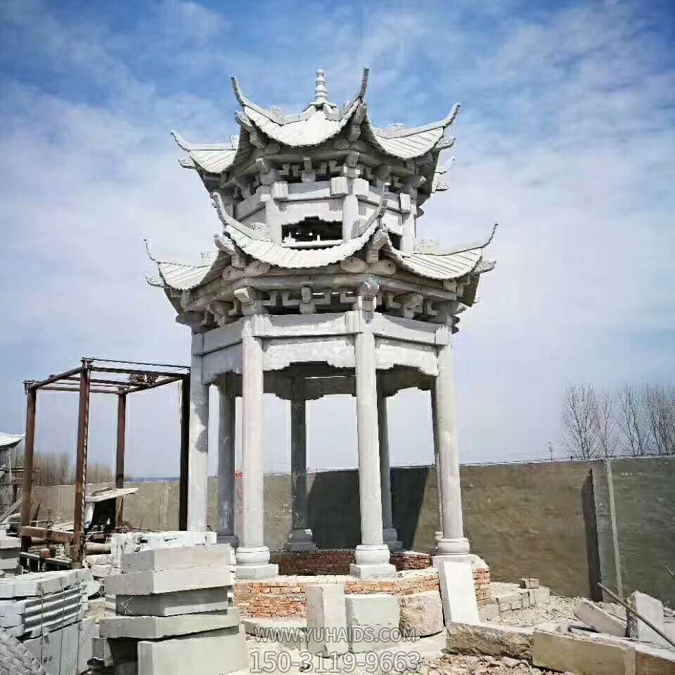 家用庭院摆放青石仿古建双层凉亭博鱼网页版