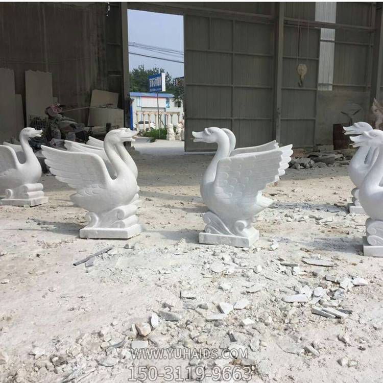 小区园林户外喷泉装饰汉白玉雕刻天鹅喷水景观博鱼网页版