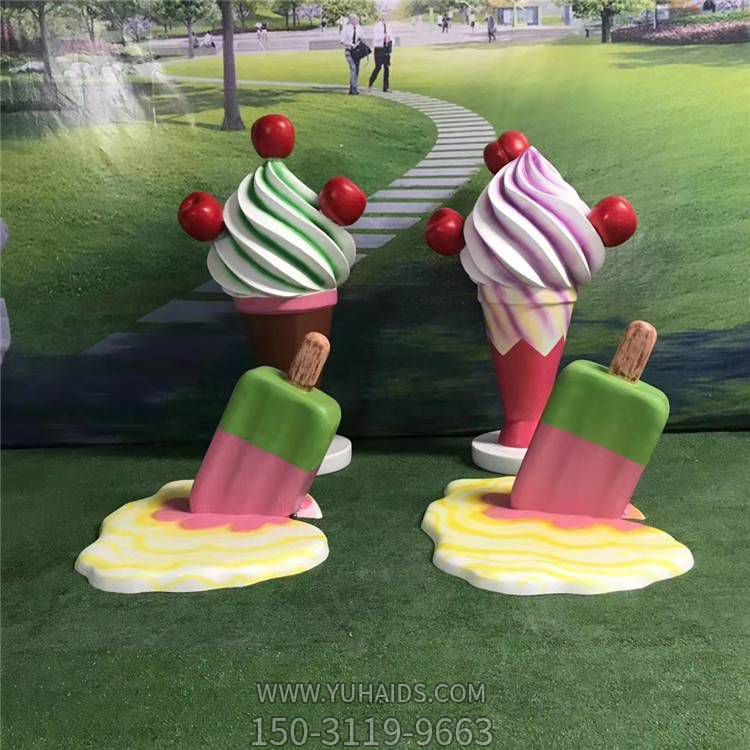 商场奶茶店玻璃钢卡通融化了雪糕摆件博鱼网页版