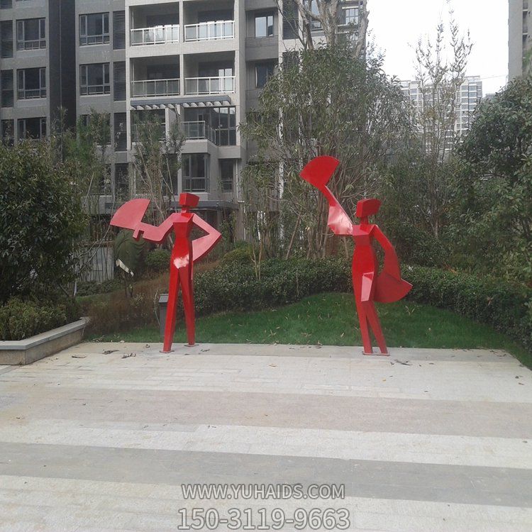 小区摆放不锈钢抽象喷漆跳扇子舞人物博鱼网页版