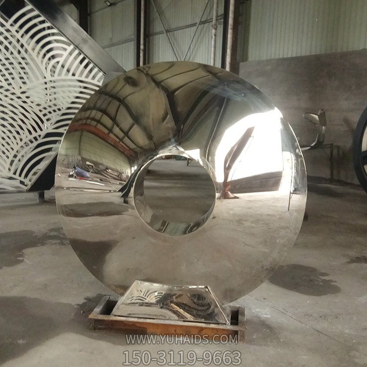 不锈钢镜面抽象户外园林摆件圆环博鱼网页版