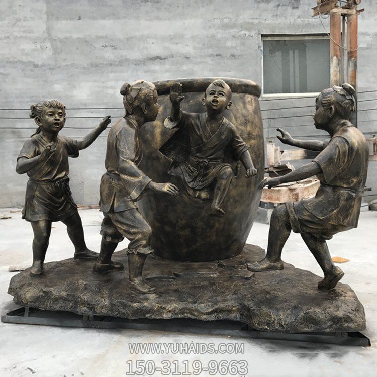 玻璃钢仿铜司马光砸缸民俗人物博鱼网页版学校广场摆件