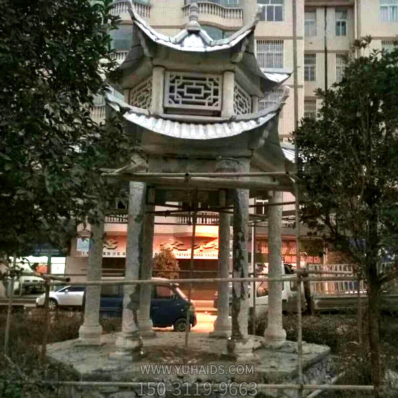 小区花园大理石仿古双顶凉亭装饰摆件博鱼网页版