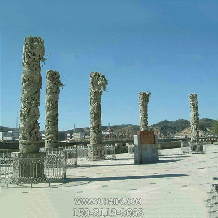 大理石石雕盘龙户外景观石柱博鱼网页版