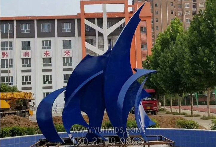 学校校园喷泉摆放航帆启航蓝色不锈钢船博鱼网页版