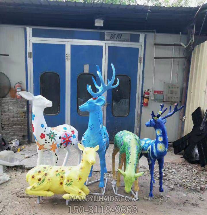 玻璃钢彩绘园林景观动物梅花鹿博鱼网页版