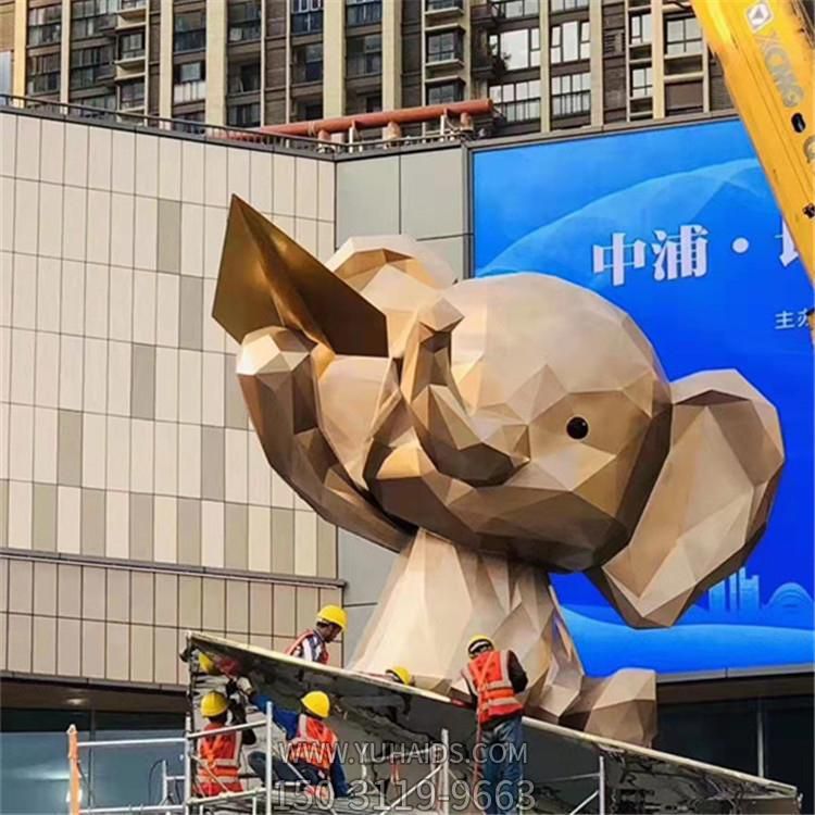 大型商场美陈摆件玻璃钢几何块面大象博鱼网页版