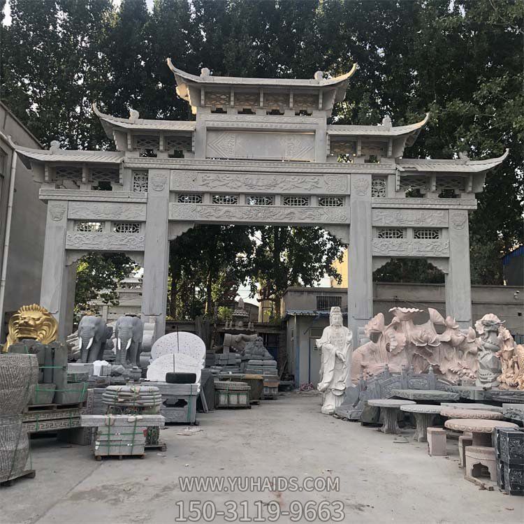 户外村口大型大理石石雕牌坊博鱼网页版