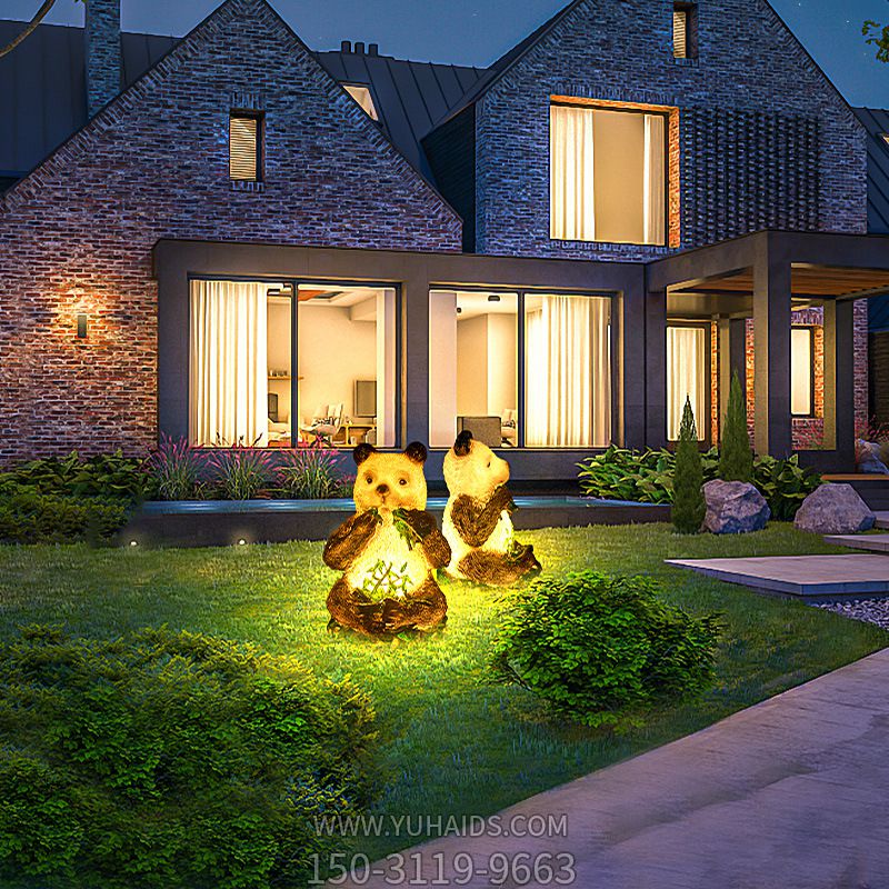 别墅两只玻璃钢照明熊猫博鱼网页版