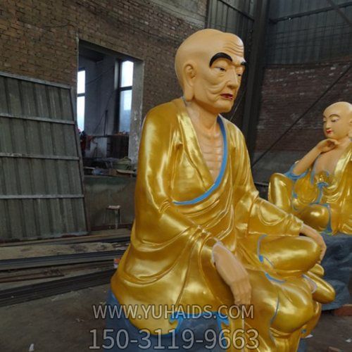 寺院摆放大型玻璃钢漆金罗汉坐姿神像博鱼网页版
