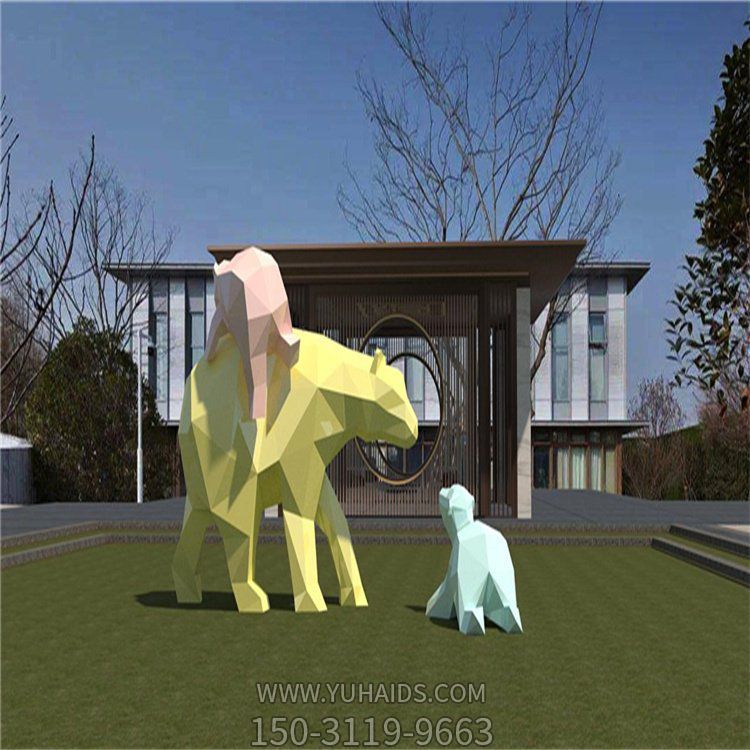 几何不锈钢抽象动物园林景观北极熊博鱼网页版