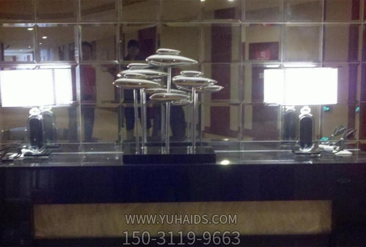 售楼部创意景观不锈钢镜面抽象小鱼博鱼网页版