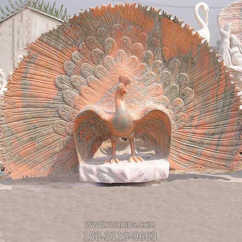 大型娱乐场一只绚丽的花岗岩石雕创意孔雀博鱼网页版