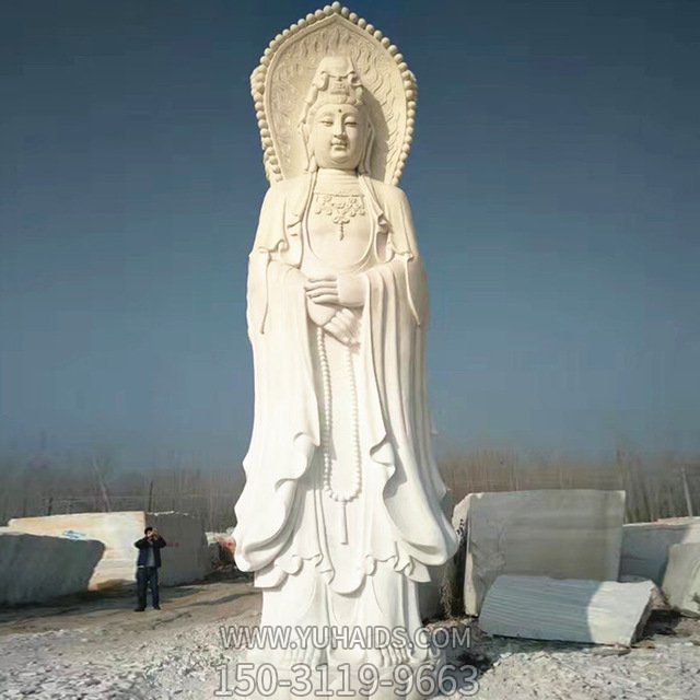 汉白玉雕刻三面观音菩萨雕像寺院景区摆件博鱼网页版