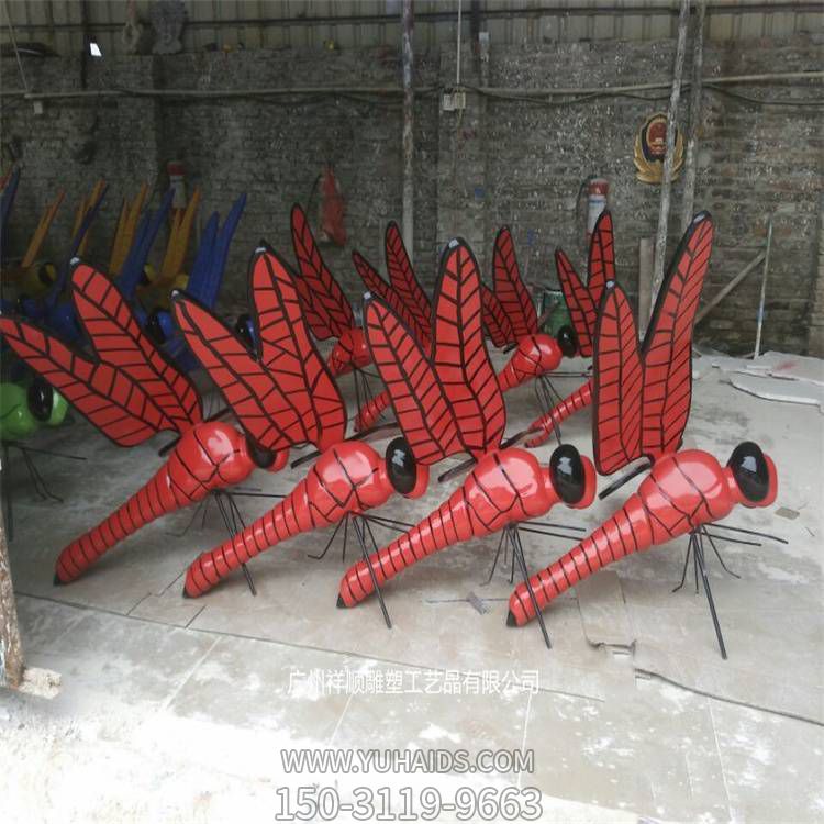 公园装饰玻璃钢昆虫仿真蜻蜓 彩绘蝴蝶博鱼网页版工艺品