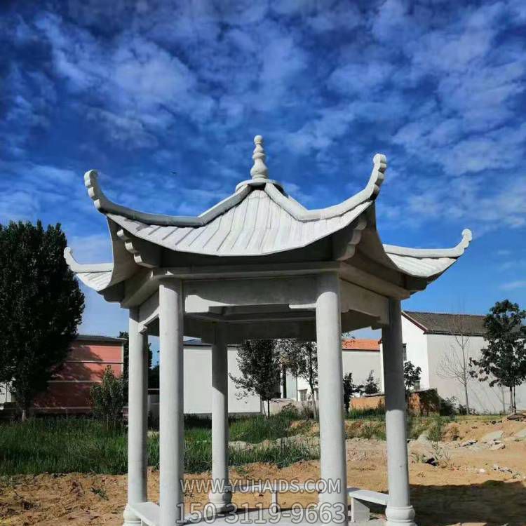 村庄户外摆放天然青石仿古六角休闲凉亭博鱼网页版