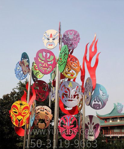 公园创意彩绘玻璃钢剪影脸谱博鱼网页版