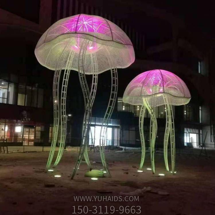 广场大型不锈钢发光照明水母博鱼网页版