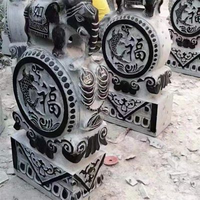 仿古青石石雕园林景观大型浮雕抱鼓石博鱼网页版