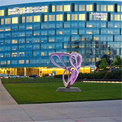 城市广场草地摆放不锈钢镂空抽象蝴蝶景观博鱼网页版