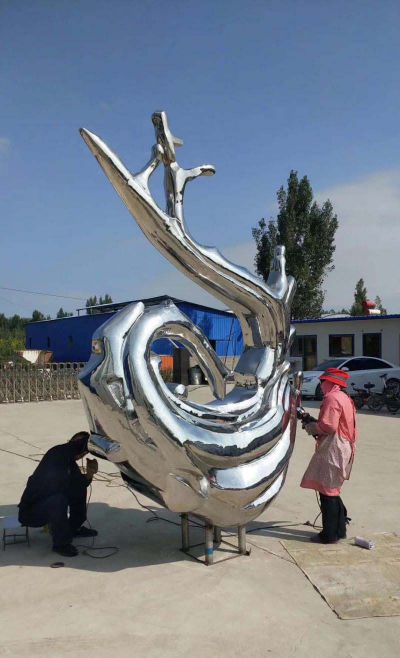 景区庭院装饰大号不锈钢镜面海浪浪花博鱼网页版