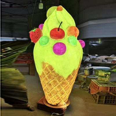 玻璃钢发光博鱼网页版美陈装饰冰淇淋蘑菇造型博鱼网页版