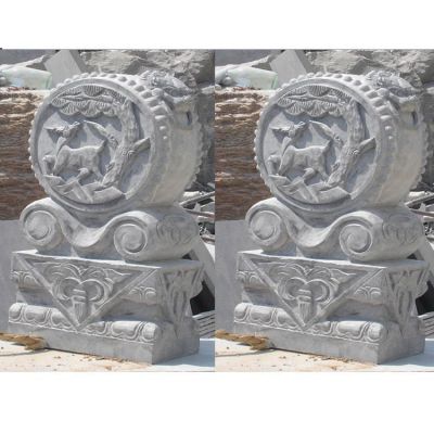 酒店门口仿古汉白玉雕刻门鼓石墩