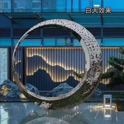 金属景观酒店水景 镜面镂空发光圆环 不锈钢圆环博鱼网页版