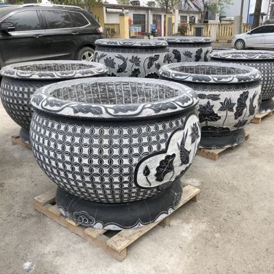 青石鱼缸石雕水钵