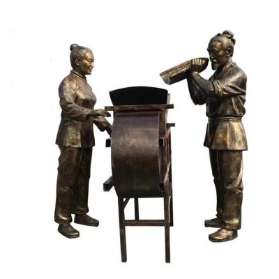 玻璃钢仿铜农耕文化情景人物小品博鱼网页版