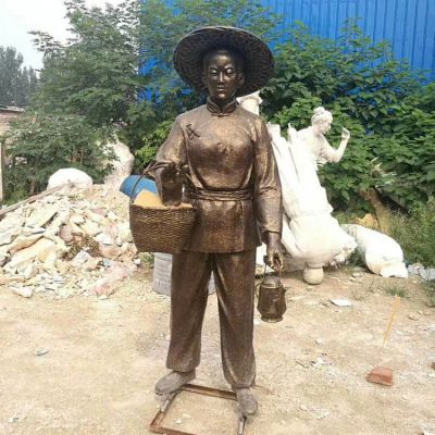 玻璃钢仿铜民俗小品情景户外园林人物
