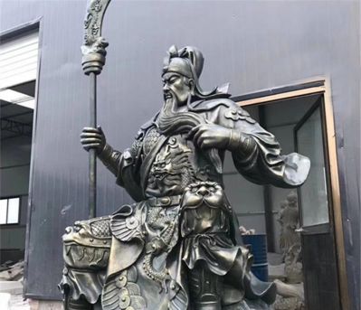 玻璃钢彩绘大型景观不锈钢关公博鱼网页版