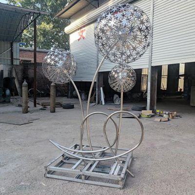 不锈钢抽象蒲公英地标建筑博鱼网页版广场景观草坪装饰