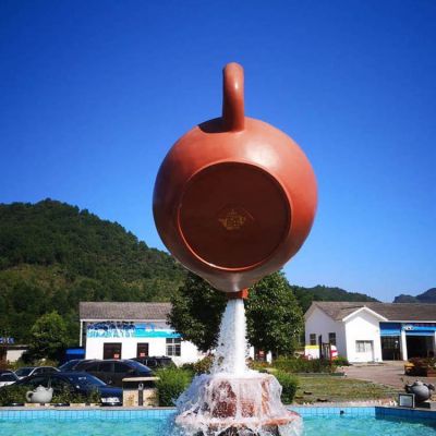 旅游景点水池摆放玻璃钢流水天壶